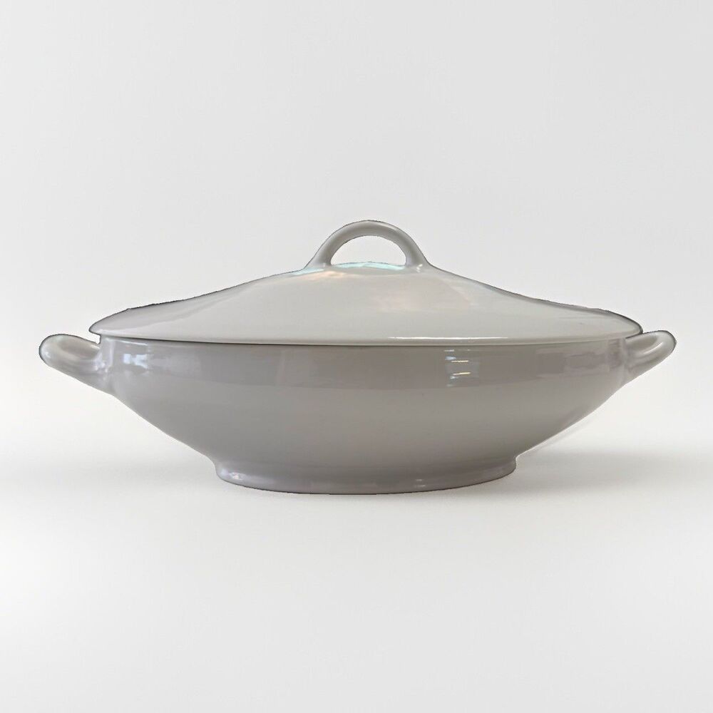 Antique Zeh, Scherzer & Co. Bavaria White Porcelain Vegetable Tureen Minimalist